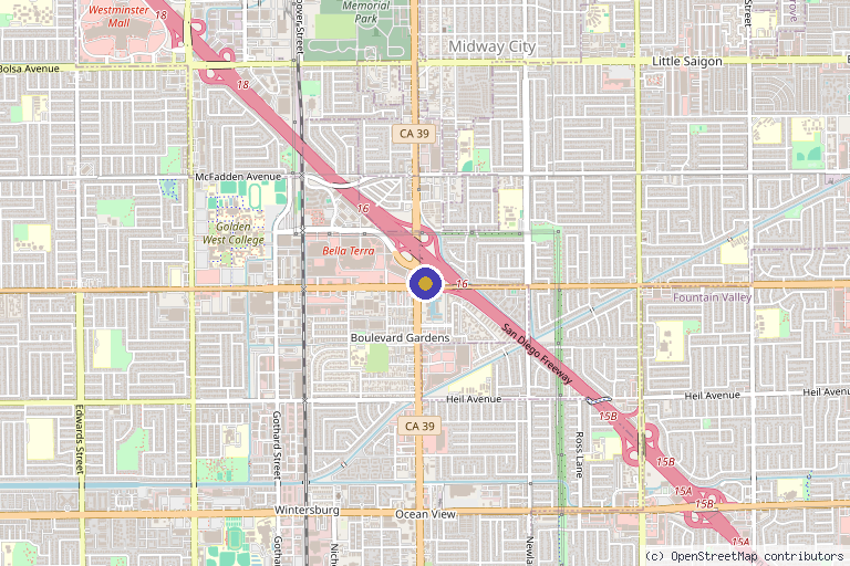 Map showing the location of Modern Medical OC in Westminster, CA