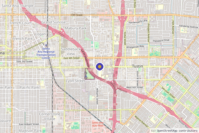 Map showing the location of Dr. Lawrence R. Miller, MD in Santa Ana, CA