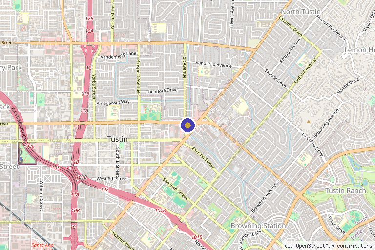 Map showing the location of Prestige Medical Group in Tustin, CA