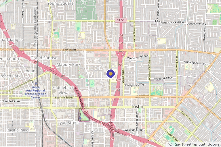 Map showing the location of Ageless Life Institute – Dr Marco Zahedi in Santa Ana, CA