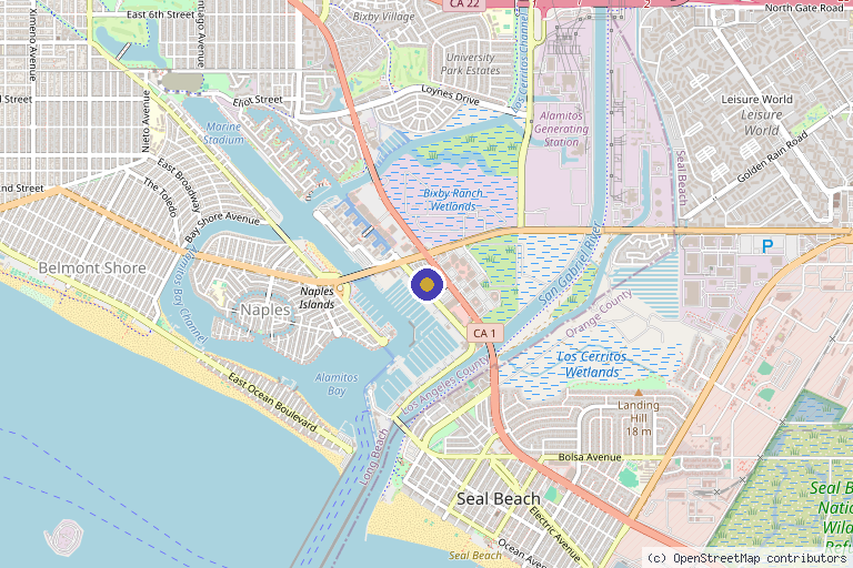 Map showing the location of IV & Wellness Lounge in Long Beach, CA