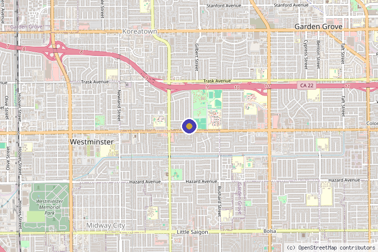Map showing the location of Dep Aesthetics Institute in Garden Grove, CA