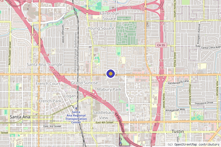Map showing the location of LeBodee MedSpa in Santa Ana, CA