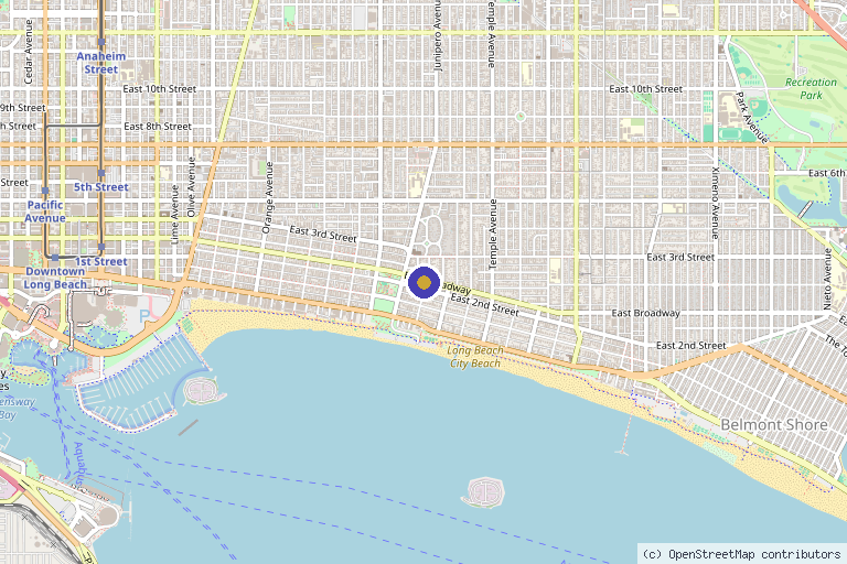 Map showing the location of Bellissima Medical Spa in Long Beach, CA