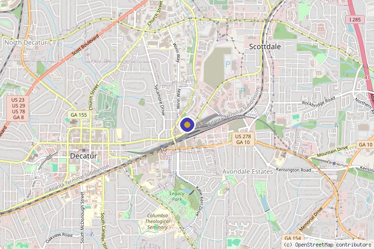Map showing the location of Bodies of Atlanta l Post-Op Surgery Care l Weight Loss l IV Hydration in Decatur, GA