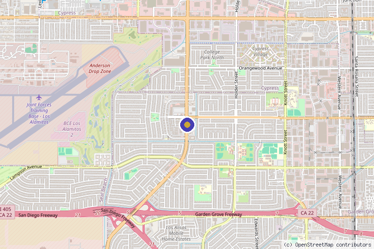 Map showing the location of Aesthetic Trends Medspa in Garden Grove, CA