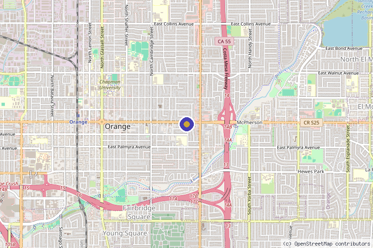 Map showing the location of Integrative Medical Institute in Orange, CA