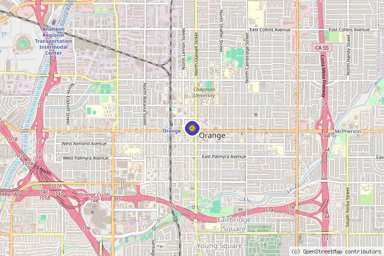 Map showing the location of My Youth Aesthetics MedSpa in Orange, CA