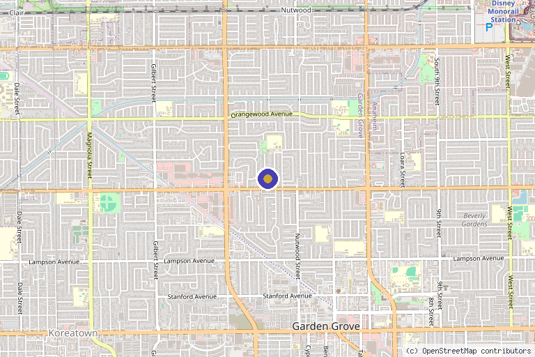 Map showing the location of S Medi Lounge in Garden Grove, CA
