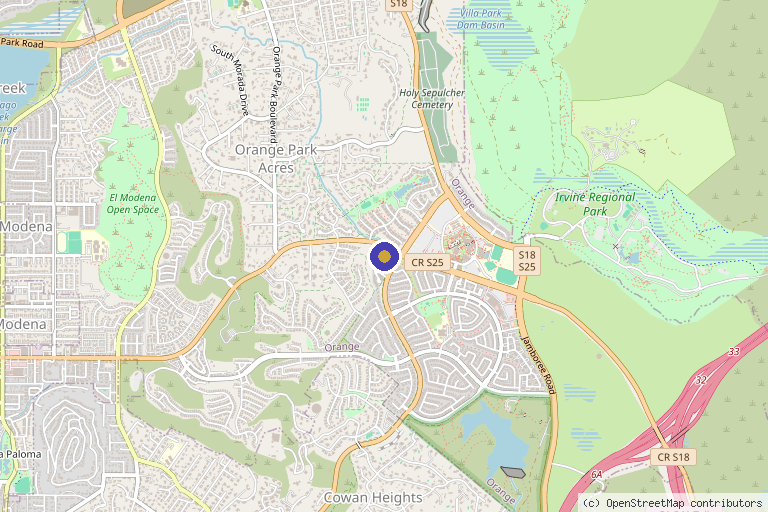 Map showing the location of Vivella Med Spa in Orange, CA