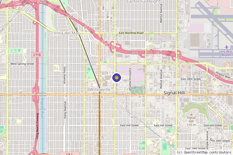 Map showing the location of Kim Holistic Foot & Ankle Center in Long Beach, CA