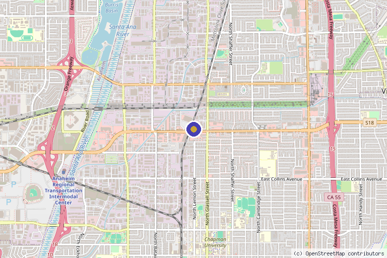 Map showing the location of Everyday Skin Clinic in Orange, CA