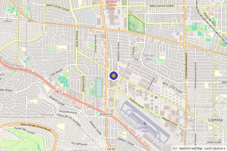 Map showing the location of The Spa at South Bay Plastic Surgeons in Torrance, CA