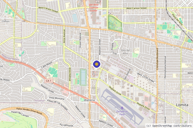 Map showing the location of Jeffrey Lai, MD in Torrance, CA