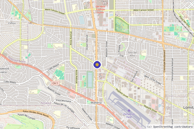Map showing the location of Dr. Kim’s Regenerative Medicine in Torrance, CA