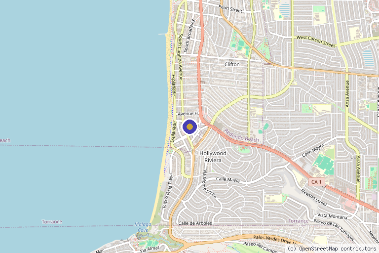 Map showing the location of Syn Wellness Center in Redondo Beach, CA