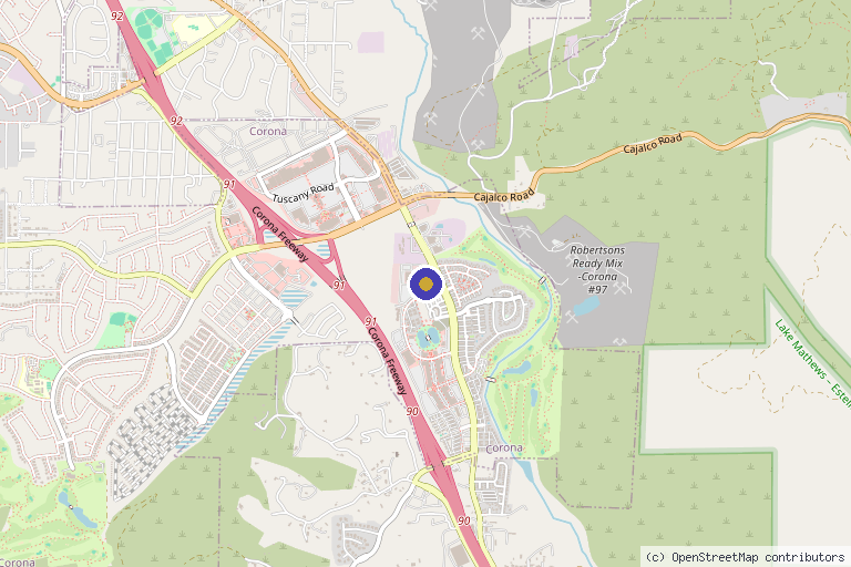 Map showing the location of Savera Beauty and Wellness in Corona, CA