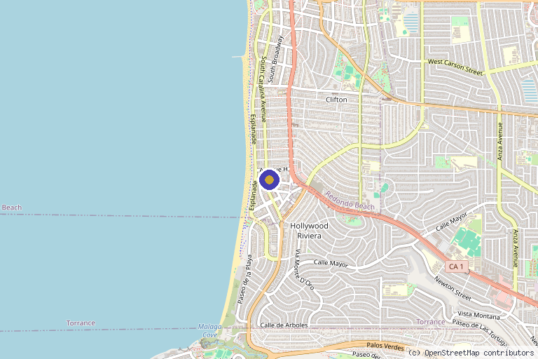 Map showing the location of RYCH Aesthetics in Redondo Beach, CA