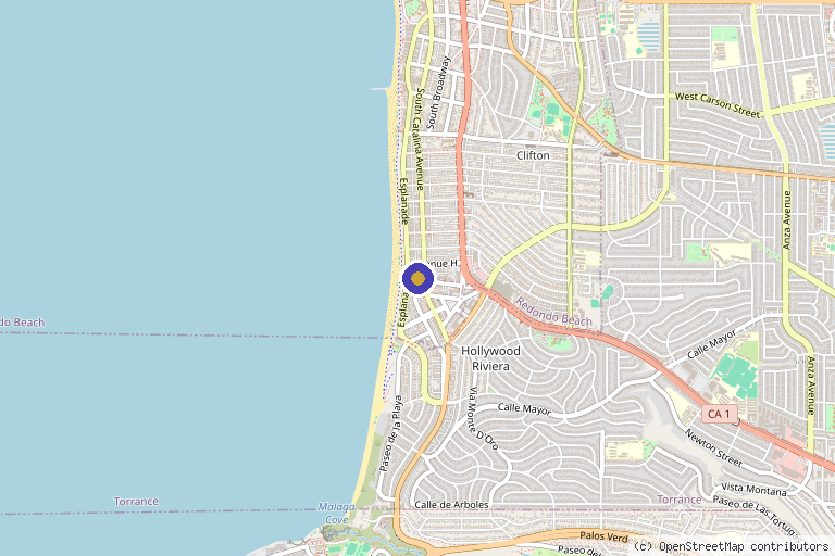 Map showing the location of Spade Skin Care & More Inc. in Redondo Beach, CA