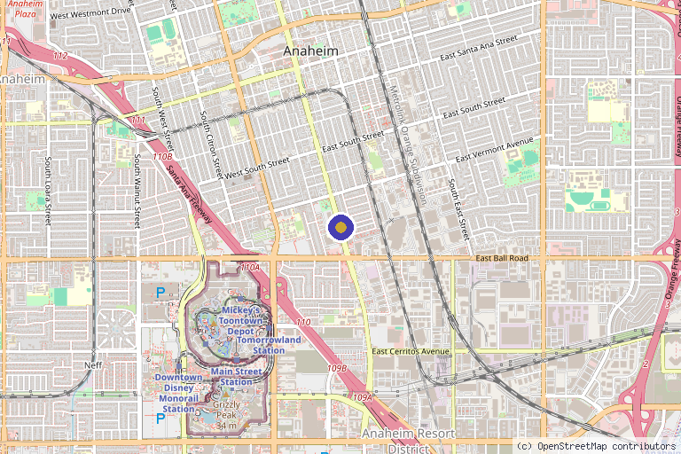Map showing the location of Anti-Fragility Health Clinic in Anaheim, CA