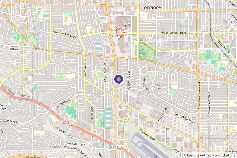 Map showing the location of Acuprolo Institute in Torrance, CA