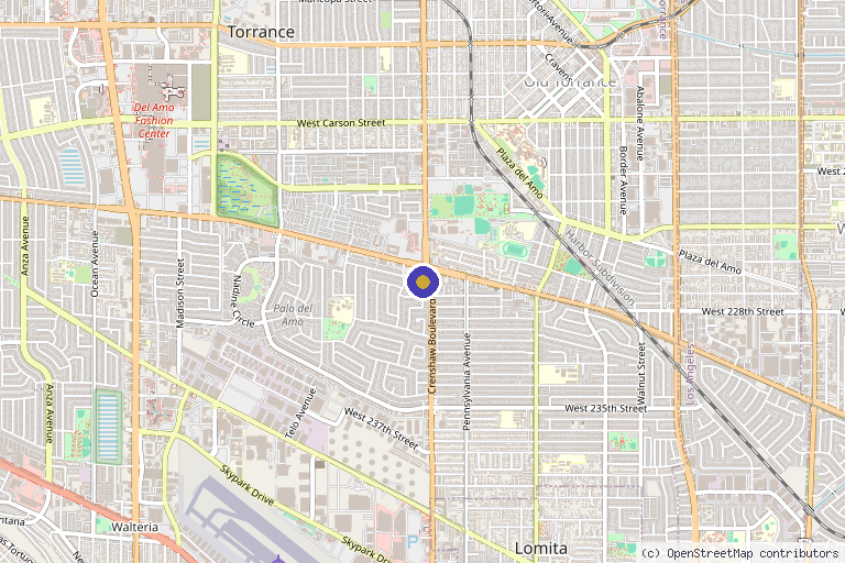 Map showing the location of Dermatown Medical in Torrance, CA