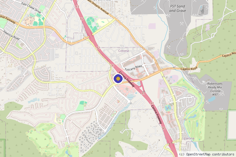 Map showing the location of Derma Aesthetica Med Spa in Corona, CA
