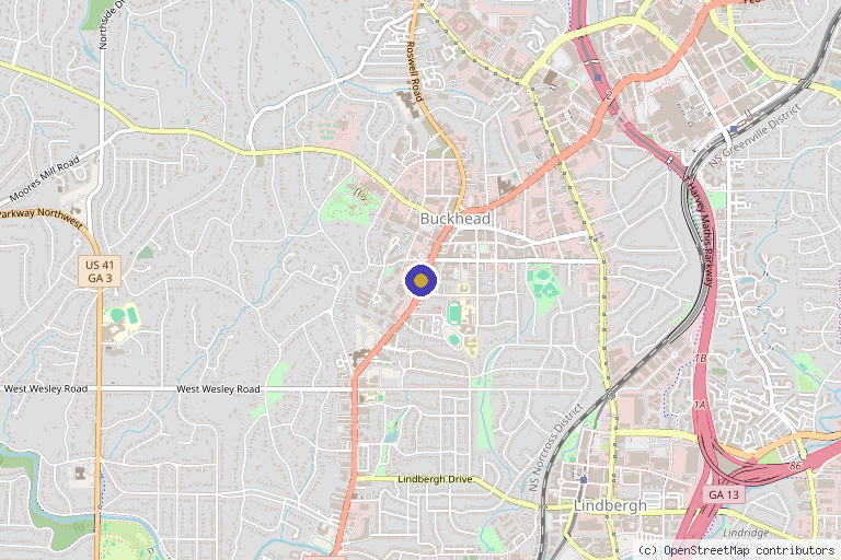 Map showing the location of Abraza Skin Studio in Atlanta, GA