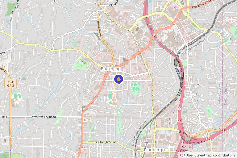 Map showing the location of Dynamic 3 Med Spa in Atlanta, GA
