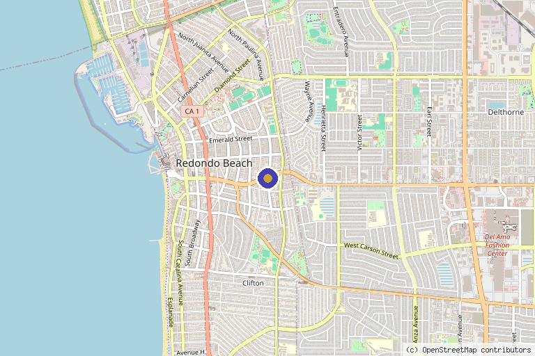 Map showing the location of Uplifted Medical Aesthetics in Redondo Beach, CA