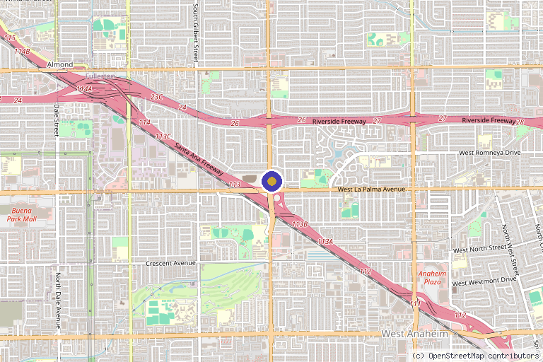 Map showing the location of KT Bloom Aesthetic and Wellness in Anaheim, CA