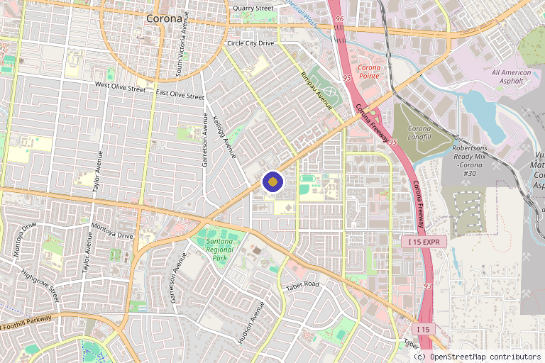 Map showing the location of M Health and Beauty - Mareena Miller DNP-BC in Corona, CA
