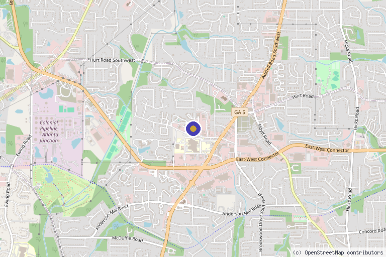 Map showing the location of Delta Orthopedics in Austell, GA