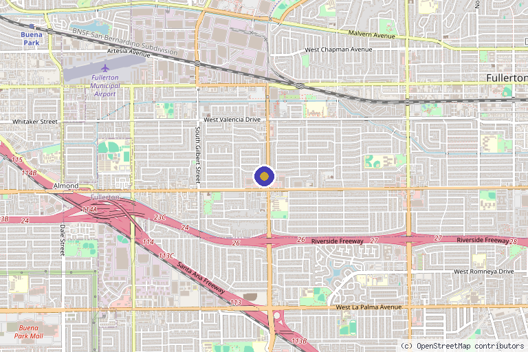 Map showing the location of Petit Medispa in Fullerton, CA