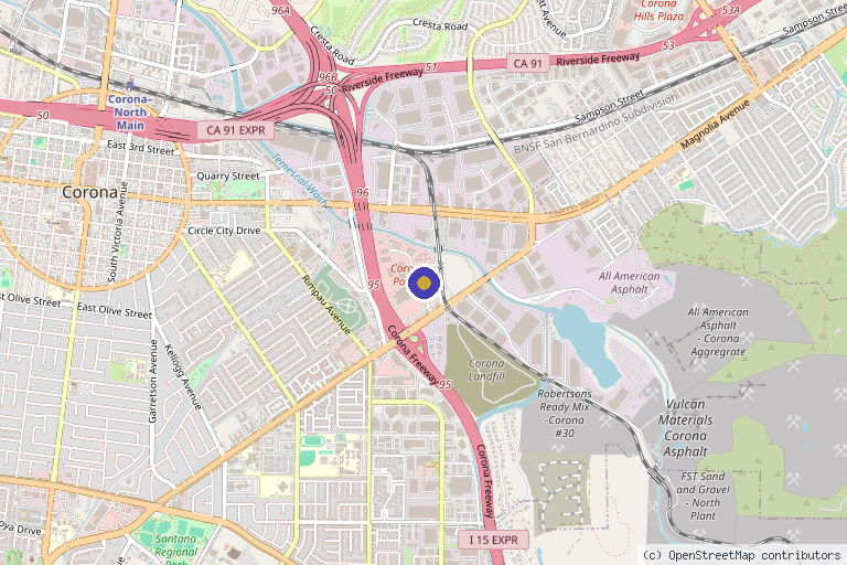 Map showing the location of Spectrum Pain Management in Corona, CA
