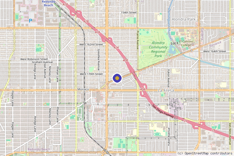Map showing the location of Bodika Cosmetic in Lawndale, CA