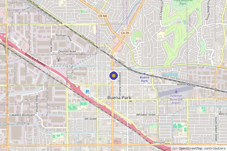 Map showing the location of NuVation Pain Group: Phillip Lim, DO, MPH in Buena Park, CA