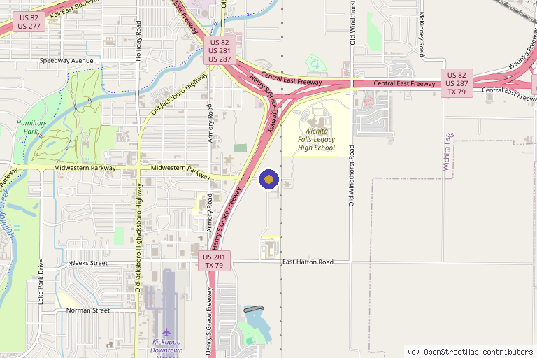 Map showing the location of Glow MD in Wichita Falls, TX