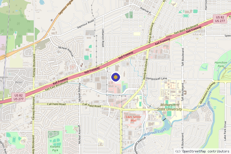 Map showing the location of Lookin Good Spa Medi Spa and Hair Salon in Wichita Falls, TX