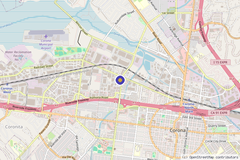 Map showing the location of Avera Aesthetics and Wellness in Corona, CA