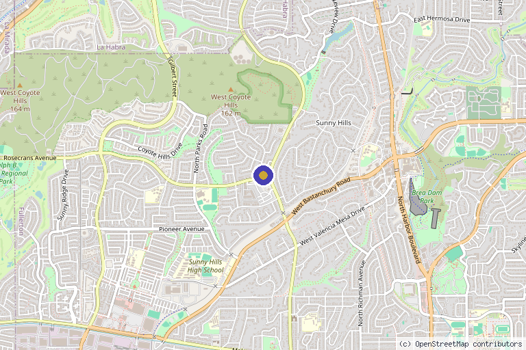 Map showing the location of AVANTI Laser Clinic in Fullerton, CA