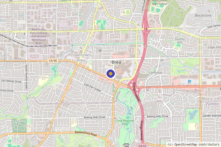 Map showing the location of H Bling Wellness in Brea, CA