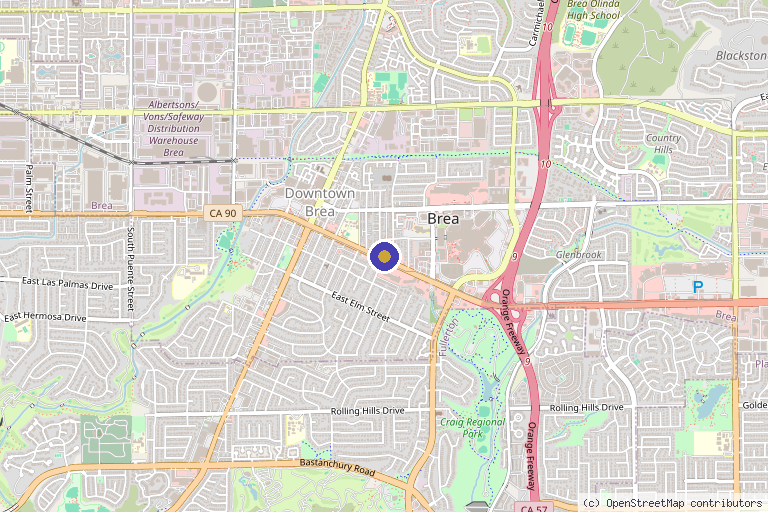 Map showing the location of MDS Medical Spa in Brea, CA