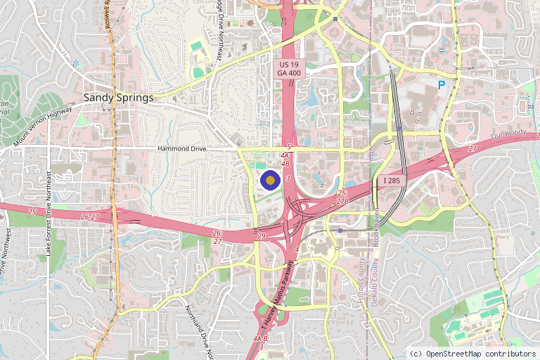 Map showing the location of Hyperbaric Physicians of Georgia | Hyperbaric Oxygen Therapy in Sandy Springs in Sandy Springs, GA