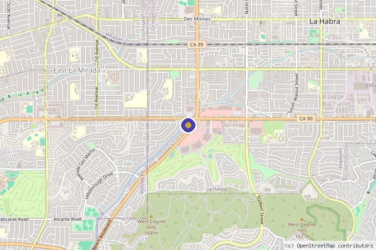 Map showing the location of Acubalance Clinic in La Habra, CA