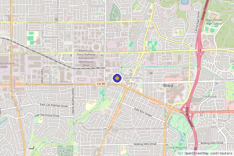 Map showing the location of Skin Gratitude Medical Aesthetics in Brea, CA