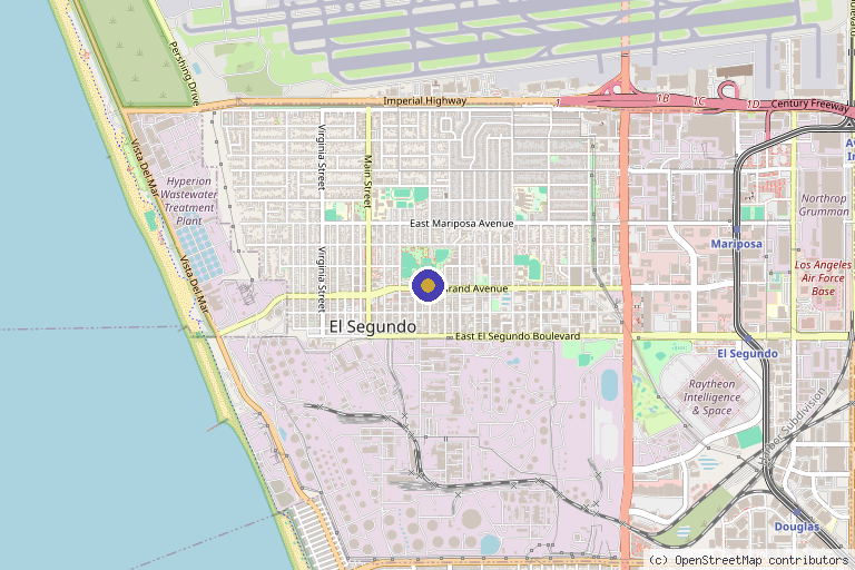 Map showing the location of Coastline Aesthetics & Wellness in El Segundo, CA