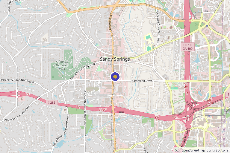 Map showing the location of Hair Restoration Specialists in Sandy Springs, GA