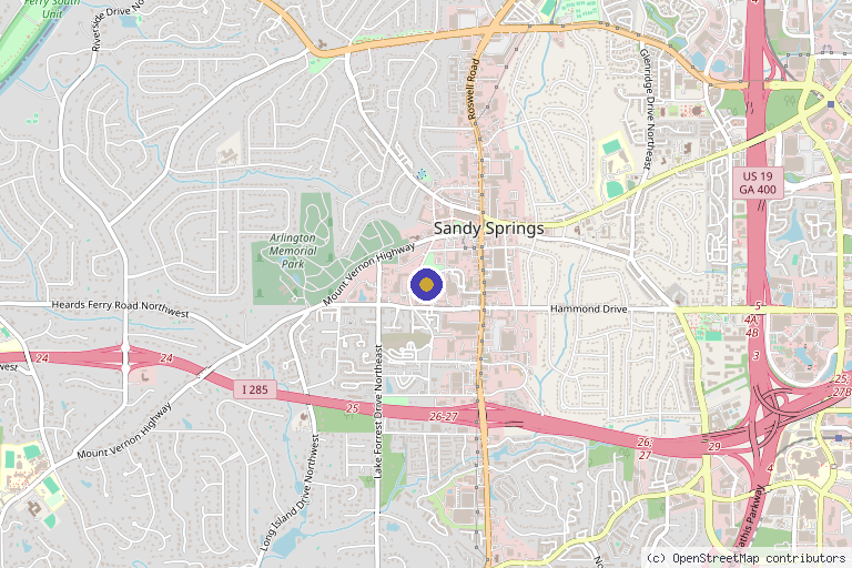 Map showing the location of Rebalanced Wellness Clinic in Sandy Springs, GA