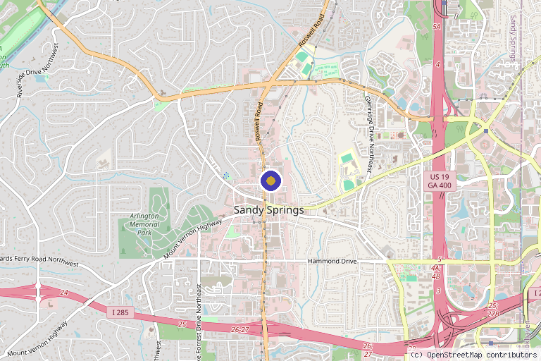 Map showing the location of Pure Bliss Medspa in Sandy Springs, GA